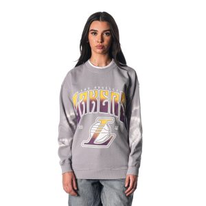 The Wild Collective Los Angeles Lakers Women's Heather Gray Prime Bleached Tie Dye Pullover Sweatshirt Retailers
