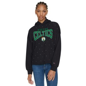 Tommy Jeans Boston Celtics Women's Black Stella Cropped Pullover Superior Hoodie Gift idea! Surprise a sports fan with this amazing jersey.