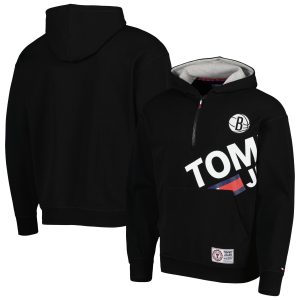 Tommy Jeans Stylish Brooklyn Nets Black Bernard Half Zip Hoodie Retailers