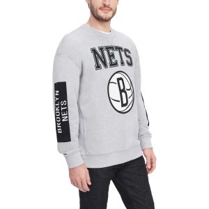 Tommy Jeans High - quality Brooklyn Nets Heather Gray Hayes Crew Neck Pullover Sweatshirt Authentic look! Wear this genuine jersey.