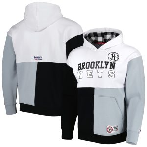 Tommy Jeans Glamorous Brooklyn Nets White/Black Andrew Split Pullover Hoodie Customizable! Personalize this great jersey.