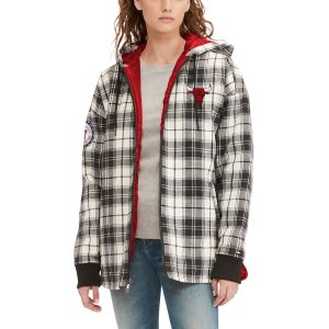 Tommy Jeans Chicago Bulls Women's Black/Cream Classy Molly Flannel Full Zip Hoodie Customizable! Personalize this great jersey.