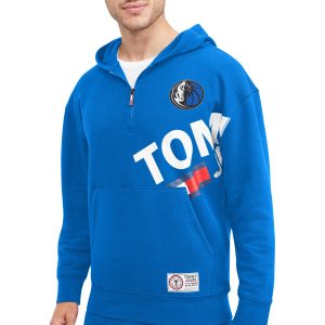 Tommy Jeans Dallas Mavericks Blue Bernard Half Zip Hoodie Delightful Gift idea! Surprise a sports fan with this amazing jersey.
