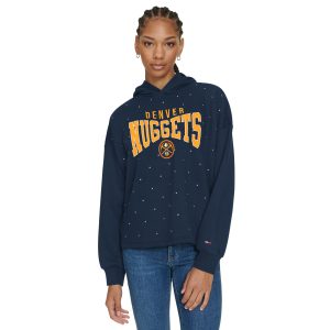Tommy Jeans Denver Nuggets Women's Navy Stella Cropped Pullover Hoodie Magnificent Sports fans