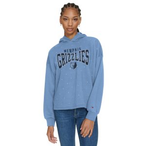 Tommy Jeans Memphis Grizzlies Women's Light Blue Stella Cropped Pullover Fantastic Hoodie Retailers
