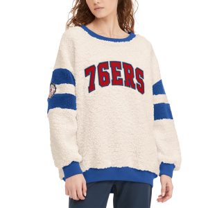Tommy Jeans Philadelphia Stunning 76ers Women's Oatmeal/Royal Mindy Sherpa Pullover Sweatshirt Enhance your game - day look! Get this fashionable jersey.
