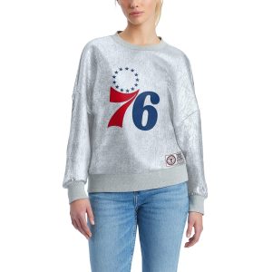 Tommy Jeans Philadelphia Gorgeous 76ers Women's Silver Tracy Pullover Sweatshirt Collector's item! A rare addition to any collection.