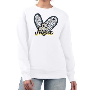 Utah Jazz G III 4Her by Carl Banks White Fantastic Women's GIII 4 Her Leopard Heart graphic Fleece Crewneck sweatshirt Team spirit! Show it off with this awesome jersey.