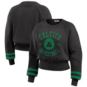 WEAR by Erin Andrews Boston Celtics Women's Black Vintage Raglan Cropped Pullover Sweatshirt Superior Customizable! Personalize this great jersey.