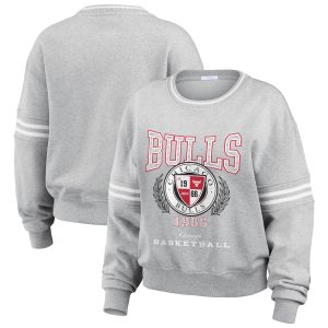 WEAR by Erin Andrews Chicago Bulls Women's Heather Gray French Terry Pullover Unique Sweatshirt Proven quality! Invest in this reliable jersey.