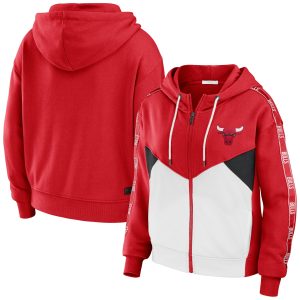 WEAR by Erin Andrews Chicago Bulls Women's Red Color Block Full Zip Fabulous Hoodie High - demand item! Order this sought - after jersey immediately.