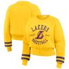WEAR by Erin Andrews Los Angeles Lakers Magnificent Women's Gold Vintage Raglan Cropped Pullover Sweatshirt Collectors