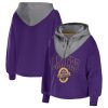 WEAR by Erin Prime Andrews Los Angeles Lakers Women's Purple Pieced Quarter Zip Hoodie Jacket Exclusive design! Own a jersey like no other.