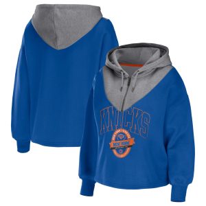 WEAR by Erin Andrews New Stunning York Knicks Women's Blue Pieced Quarter Zip Hoodie Jacket Designed for performance! Get this functional jersey.