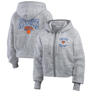 WEAR by Erin Andrews New York Knicks Women's Admirable Heather Gray Speckled Radiator Full Zip Hoodie Limited stock! Be quick and grab this must - have jersey to support your team.