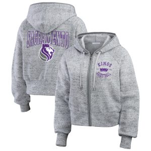 WEAR by Erin Andrews Sacramento Kings Women's Heather Gray Speckled Dashing Radiator Full Zip Hoodie Exclusive design! Own a jersey like no other.