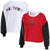 WEAR by Notable Erin Andrews Toronto Raptors Women's Heather Red Mixed Letter Cropped Pullover Sweatshirt Collectors